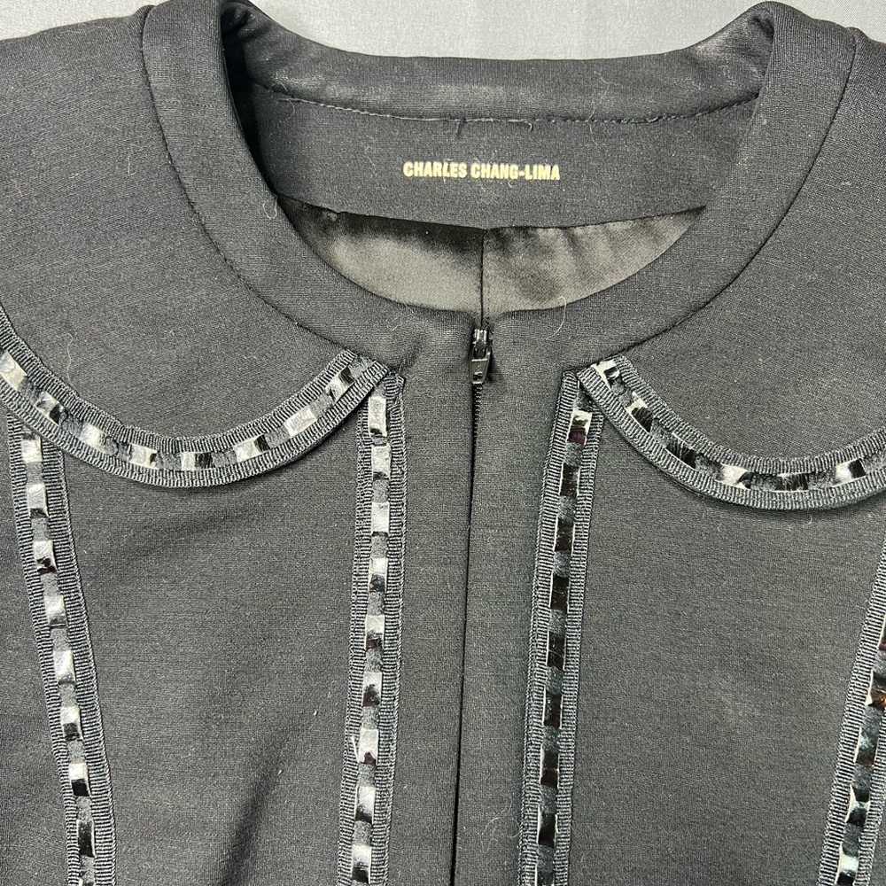Charles Chang–Lima Vintage Black Jacket | Faux Leather Trim, Fully Lined Artisan
